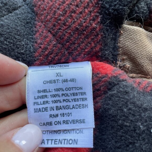 RIDGECUT TOUGHWEAR Canvas Vest Men's XL Brown Plaid Fleece Lining Workwear - Picture 8 of 8